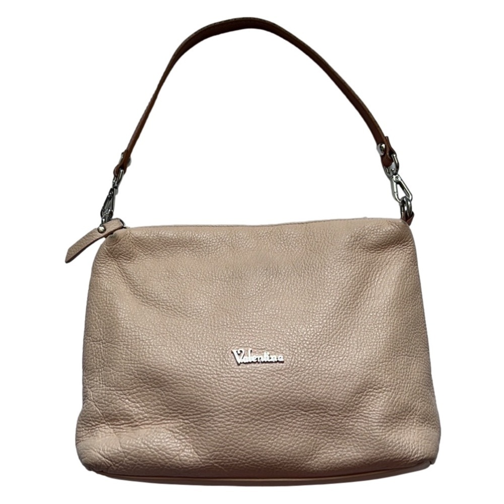VALENTINA Made In Italy Pink Pebbled Leather Shoulder Bag
